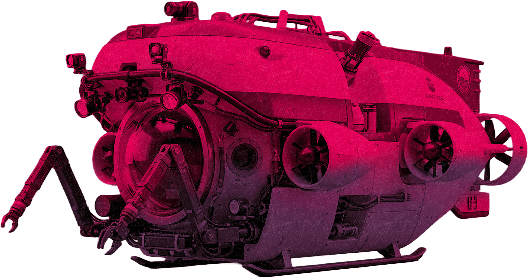 Pink submersible descending